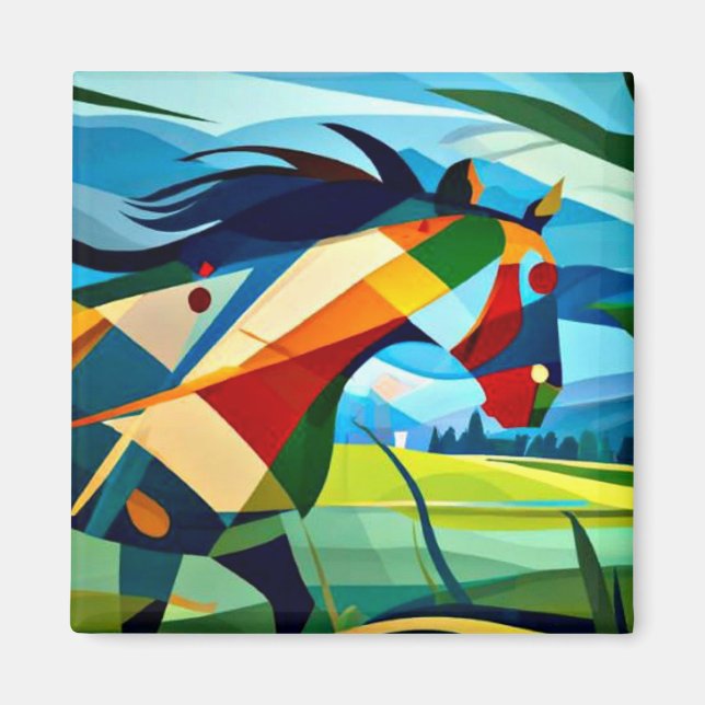 Aimant Cheval galopant dans la prairie (Devant)