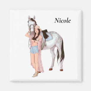 Aimant Cheval Girl Gift, Amateur de chevaux, propriétaire