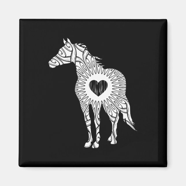 Aimant Cheval Graphique Blanc Équine Équine équitation Ca (Devant)