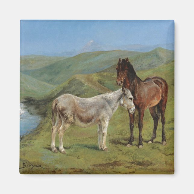 Aimant Cheval gris clair dans un champ (animal de ferme é (Devant)