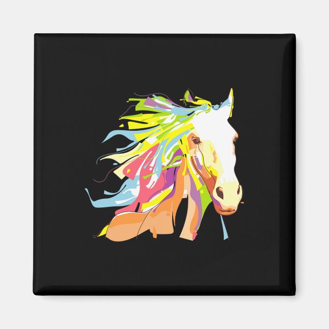 Aimant Cheval Head Rainbow Art (Devant)