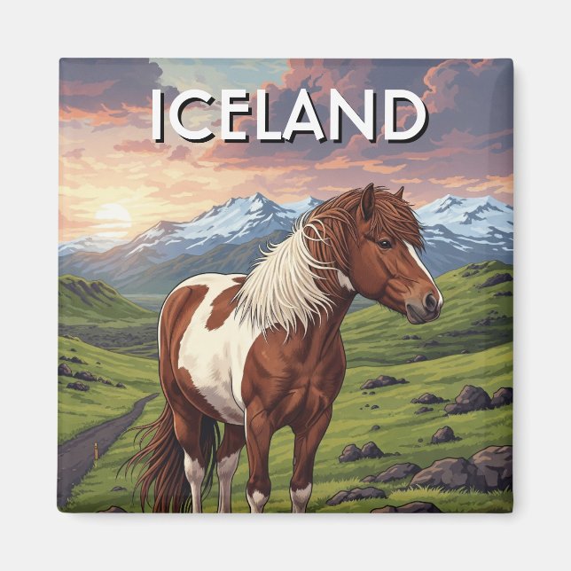 Aimant Cheval islandais en Islande Travel (Devant)