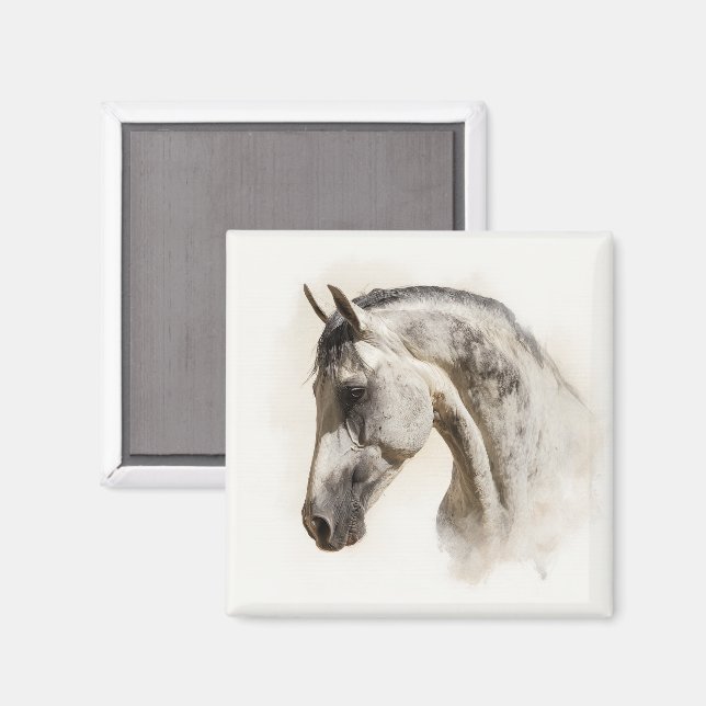 Aimant Cheval lusitanien élégant d'équitation moderne (Recto/Verso)