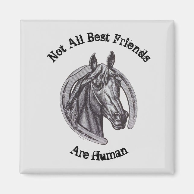 Aimant Cheval Meilleur Ami Vintage Croquis Grosse Grange  (Devant)