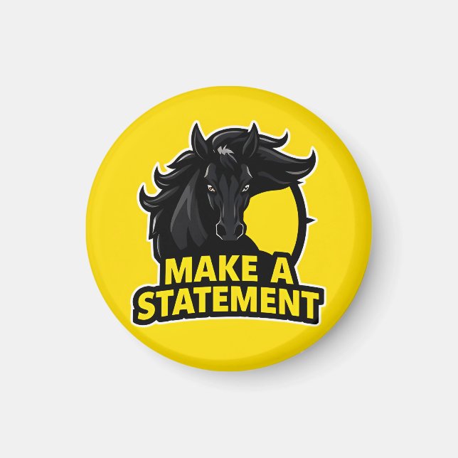 Aimant Cheval Noir Audacieux avec Texte Motivationnel (Devant)