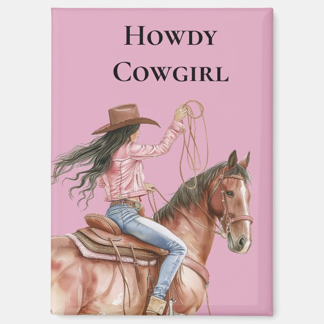 Aimant Cheval noir Cheveux rose Brown (Recto)