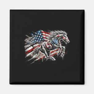 Aimant Cheval Patriotique Drapeau Américain Équitation We