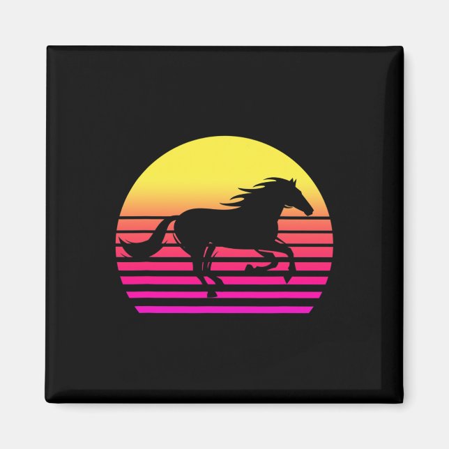 Aimant Cheval Rétro 80s Cheval Cadeau Cheval Équitation H (Devant)