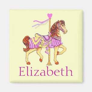 Aimant Cheval rose de carrousel