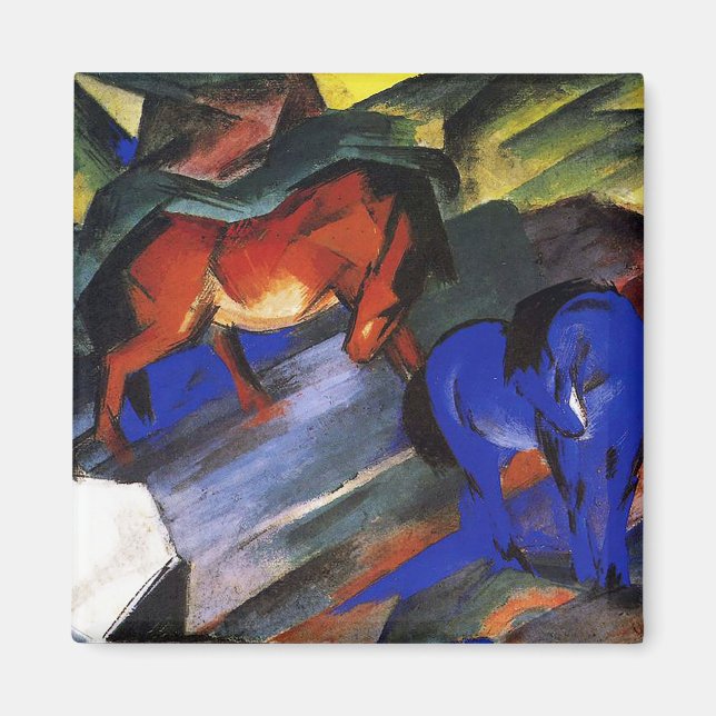 Aimant Cheval rouge et bleu de Franz Marc (Devant)