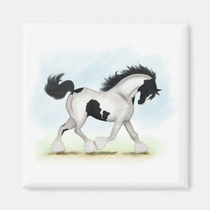 Aimant Cheval Tobiano Gypsy Vanner