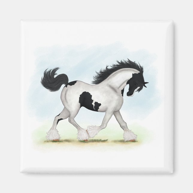 Aimant Cheval Tobiano Gypsy Vanner (Devant)