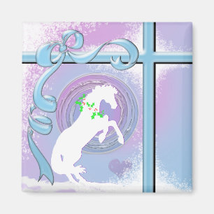 Aimant Chevaux de Coeur Blanc V Vacances (Rose/Lav Swirl/