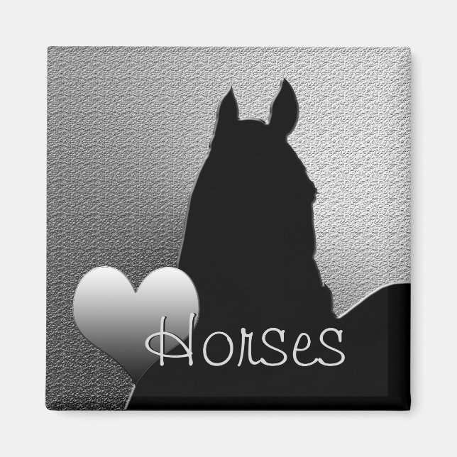 Aimant Chevaux de coeur I (coeur d'argent) (Devant)