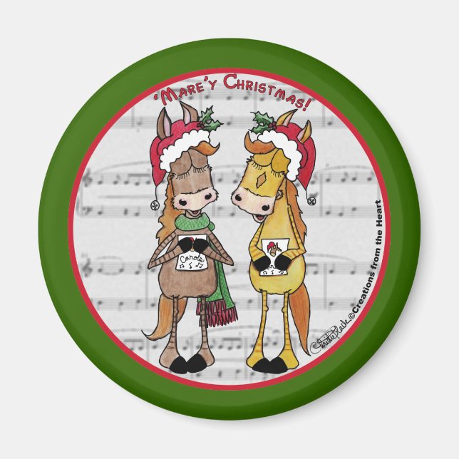 Aimant Chevaux de covoiturage - 'Mare'y Christmas (Devant)