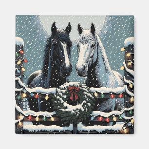 Aimant Chevaux de fête   Joyeux Noël