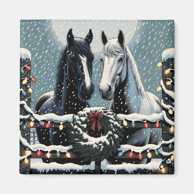 Aimant Chevaux de fête | Joyeux Noël (Devant)