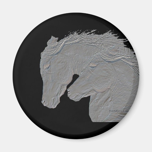Aimant Chevaux de look Embossés arrière - plan noir (Devant)