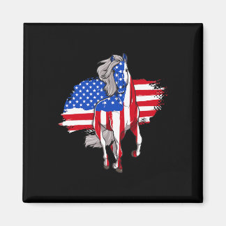 Aimant Chevaux Drapeau Amérique 4 Juillet Fête De L'Indép