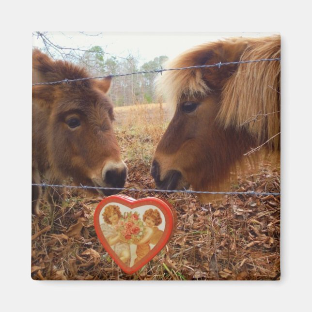 Aimant Chevaux miniatures Valentine Red Heart (Devant)