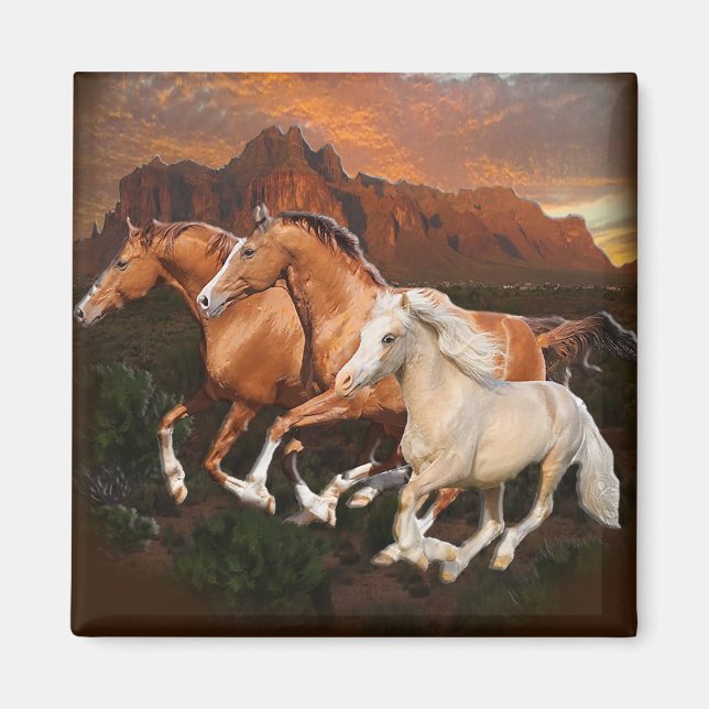 Aimant Chevaux sauvages d'Arizona (Devant)