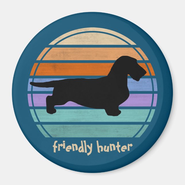 Aimant Cheveux ronds Dachshund - Silhouette 1 (Devant)