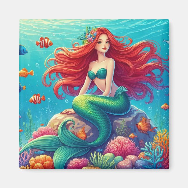 Aimant Cheveux rouge de sirène (Devant)