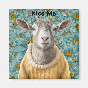 Aimant Chèvre Agritourisme Style Turquoise et jaune aiman