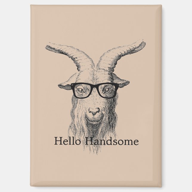 Aimant Chèvre Hipster avec Lunettes (Recto)