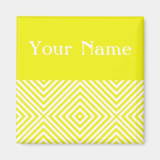Aimant Chevron au diamant citron avec nom (Devant)