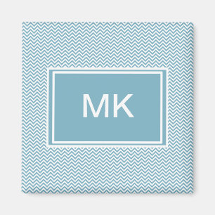 Aimant Chevron bleu avec Monogramme