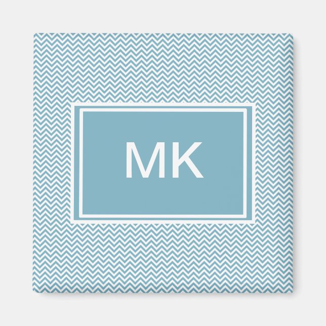 Aimant Chevron bleu avec Monogramme (Devant)