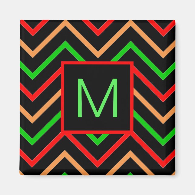 Aimant Chevron Cool Coloré sur Monogramme Noir (Devant)