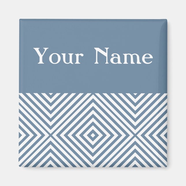 Aimant Chevron de diamant gris français avec nom (Devant)