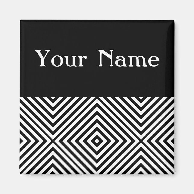 Aimant Chevron Diamond Noir avec nom (Devant)