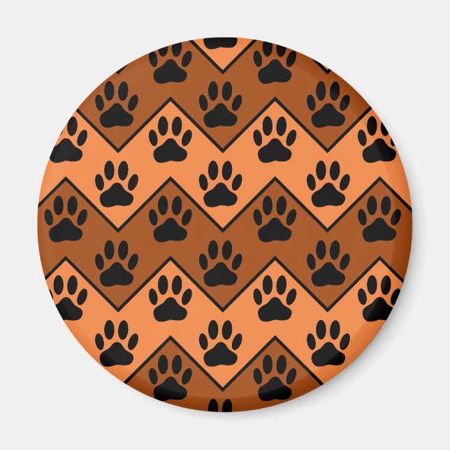 Aimant Chevron Orange Brown Avec Motif Paw Chien (Devant)