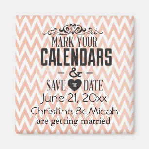 Aimant Chevron rose et blanc Enregistrer la date