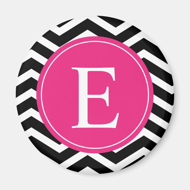 Aimant Chevron rose noir personnalisé (Devant)