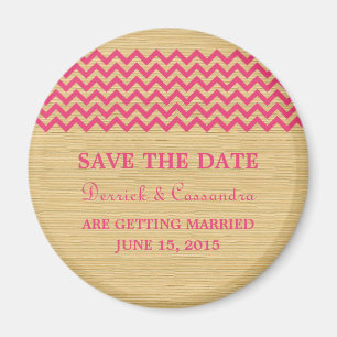 Aimant Chevron Rustique rose Enregistrer l'aimant de date