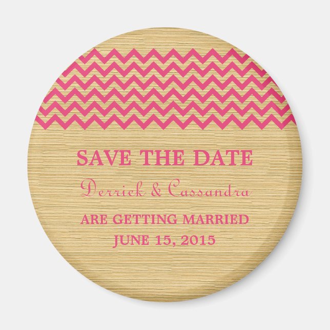 Aimant Chevron Rustique rose Enregistrer l'aimant de date (Devant)
