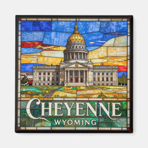 Aimant Cheyenne Wyoming Vitrail Paysage Urbain 🚂