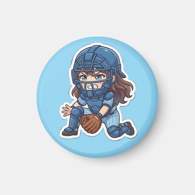 Aimant Chibi Baseball Édition 2026 - Blocage du receveur (Devant)
