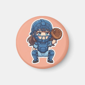 Aimant Chibi Baseball Édition 2026 - Squat du receveur