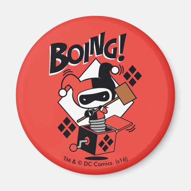 Aimant Chibi Harley-Quinn-In-A-Box Avec Marteau (Devant)