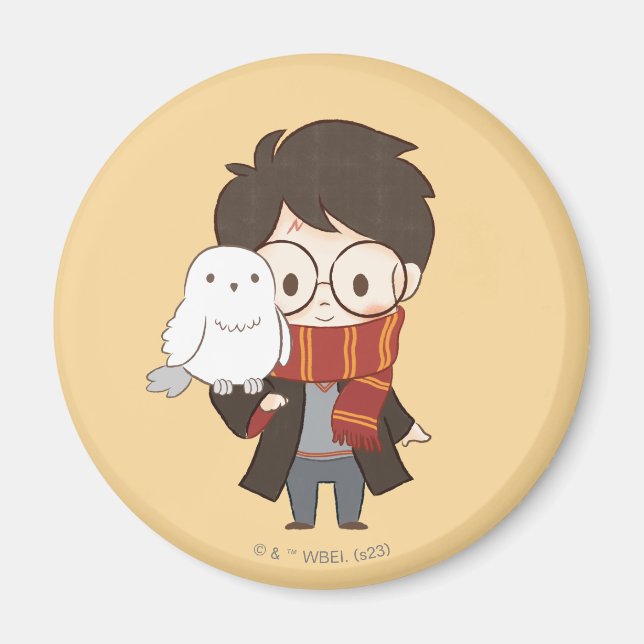 Aimant Chibi HARRY POTTER™ & Hedwig (Devant)