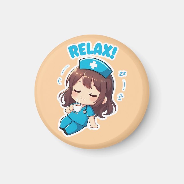 Aimant Chibi Nurse Original 3.0 - Relaxer (Devant)