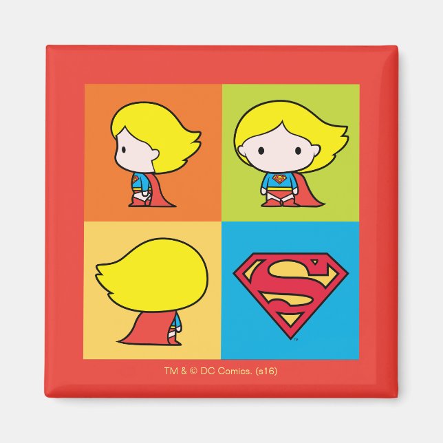 Aimant Chibi Supergirl retournement de caractère (Devant)