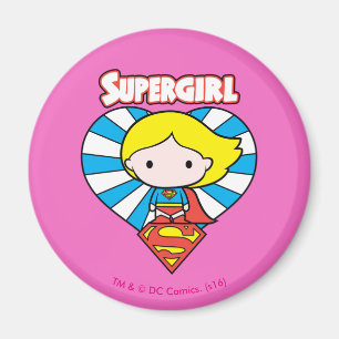 Aimant Chibi Supergirl Starburst Coeur et logo