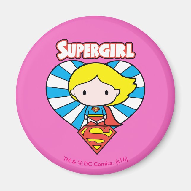 Aimant Chibi Supergirl Starburst Coeur et logo (Devant)