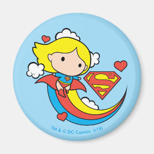 Aimant Chibi Supergirl volant arc-en-ciel
